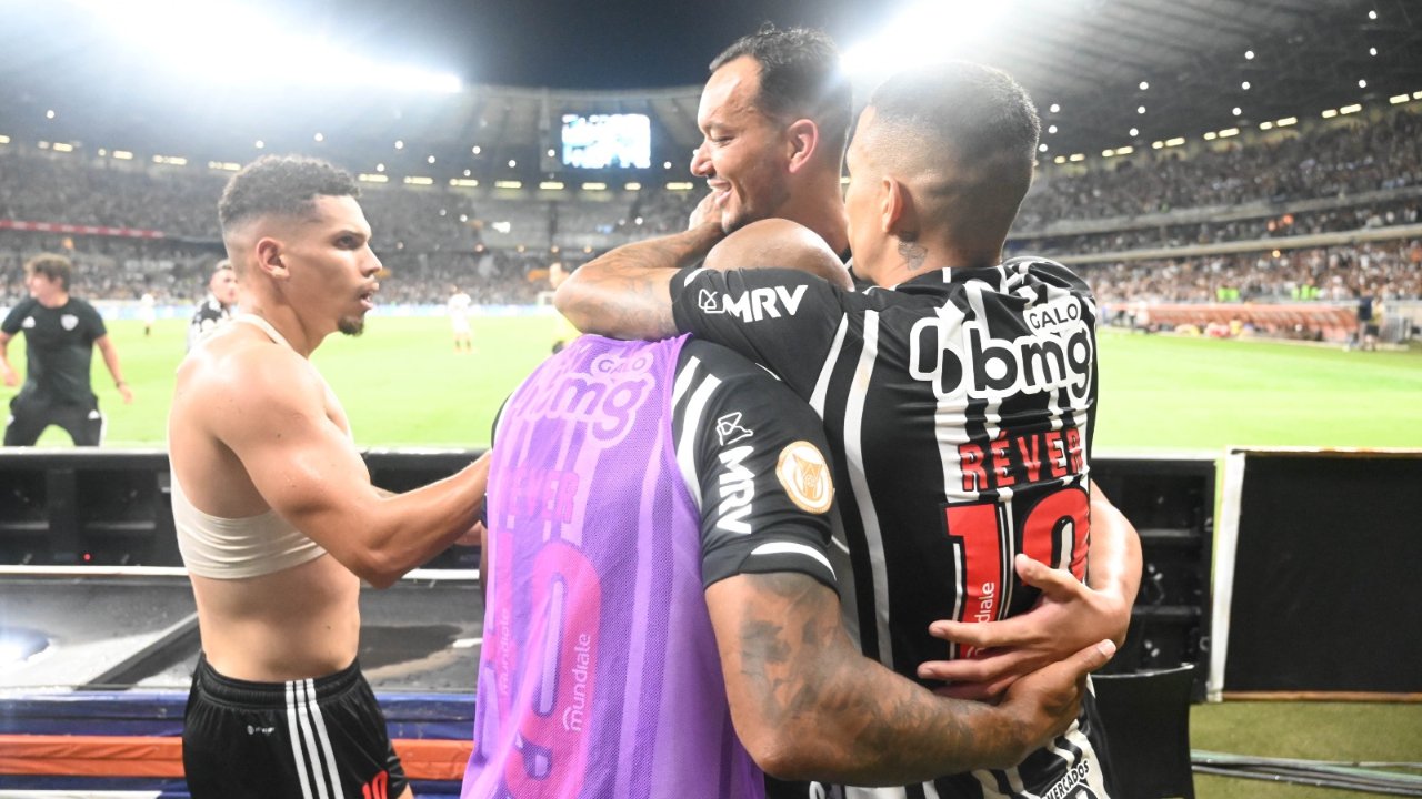 comemoração do gol da vitória do Atlético sobre o São Paulo (foto: Leandro Couri/EM/D.A Press)