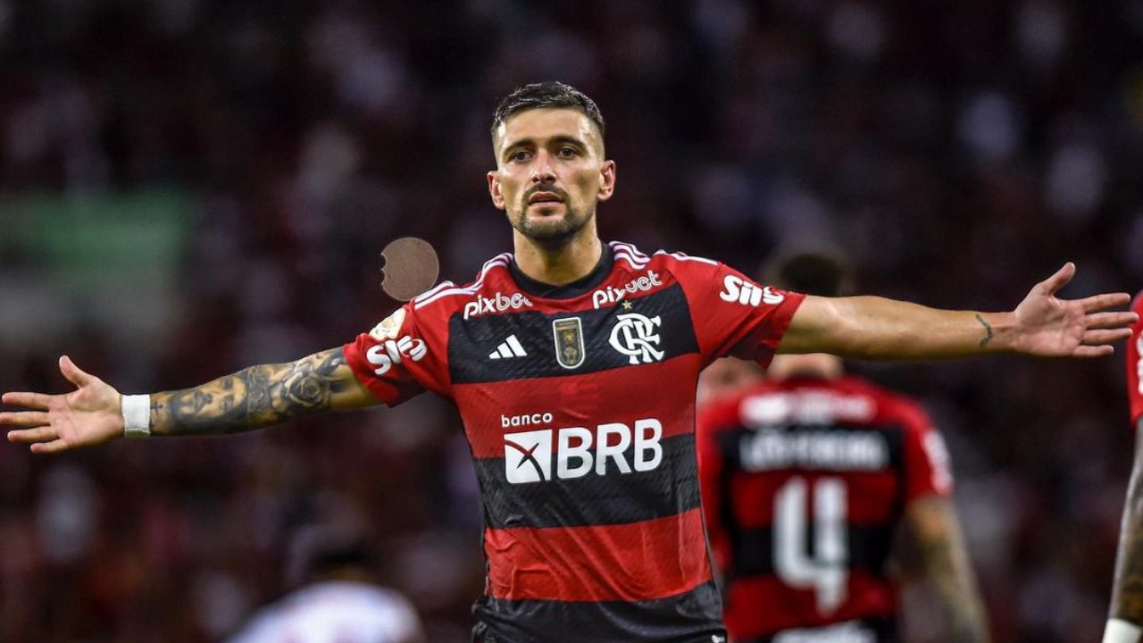 Giorgian de Arrascaeta comemora gol pelo Flamengo (foto: Reprodução/Instagram)