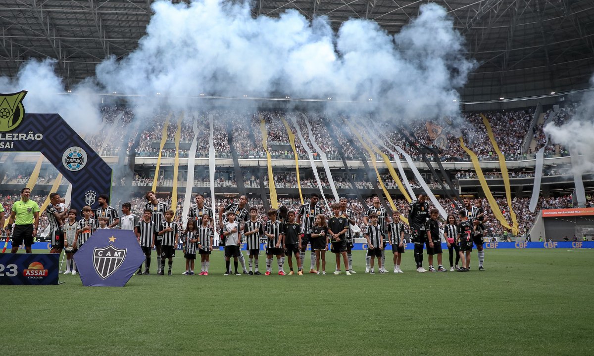 Jogadores do Atlético na Arena MRV (foto: Pedro Souza/Atlético)