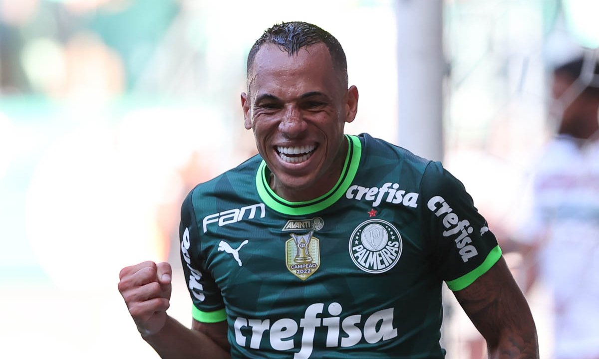 Breno Lopes comemora gol do Palmeiras sobre o Fluminense (foto: Divulgação/Palmeiras)