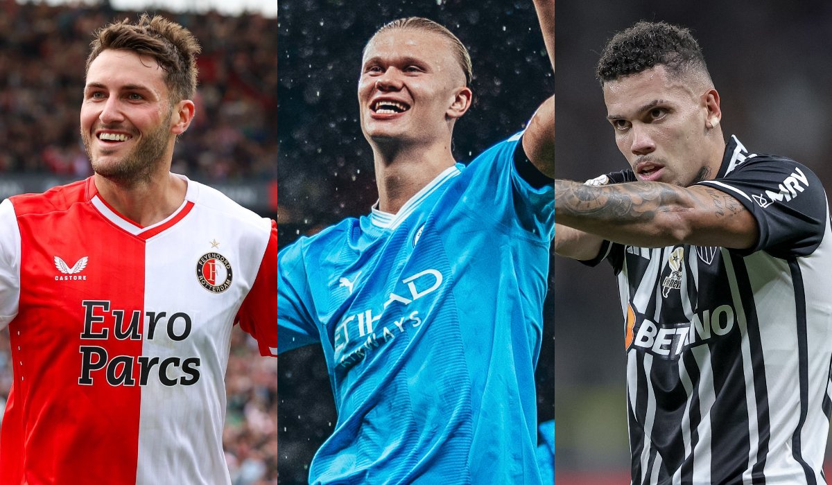 Santiago Giménez, Haaland e Paulinho: os maiores artilheiros sub-23 de 2023 (foto: Divulgação/Feyenoord, Divulgaçã/Manchester City e Pedro Souza/Atlético)