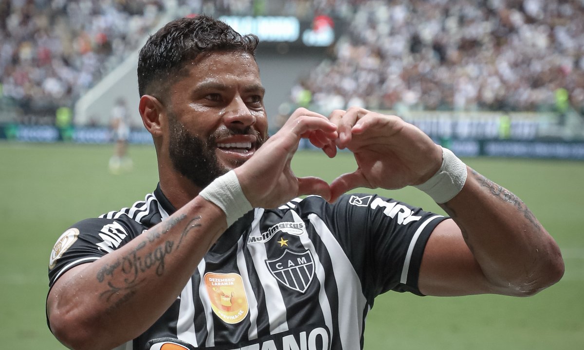 Hulk comemora gol pelo Atlético na Arena MRV (foto: Pedro Souza/Atlético)