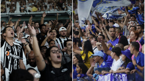 Torcedores de Atlético e Cruzeiro no Mineirão (foto: Pedro Click/Atlético e Divulgação/Cruzeiro)
