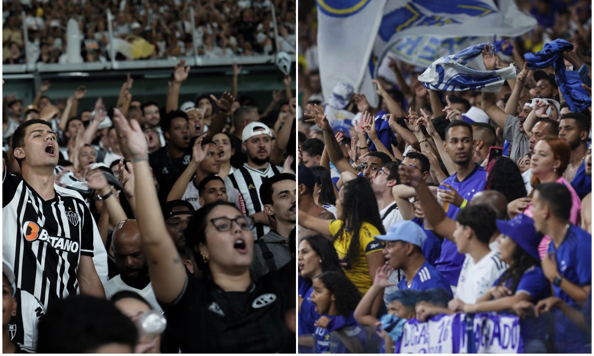 Torcedores de Atlético e Cruzeiro no Mineirão (foto: Pedro Click/Atlético e Divulgação/Cruzeiro)