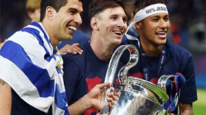 Suárez, Messi e Neymar conquistaram a Liga dos Campeões pelo Barcelona - Crédito: 