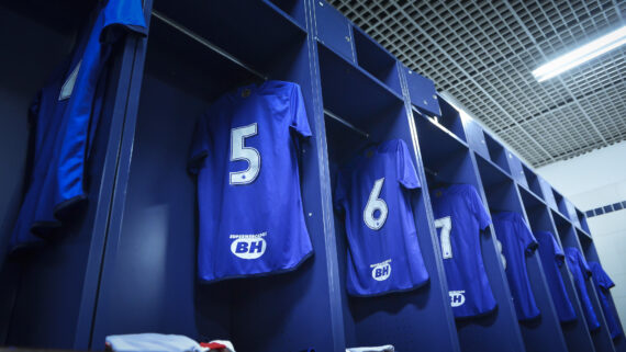 Vestiário do Cruzeiro na Arena Barueri (foto: Staff Images/Cruzeiro)