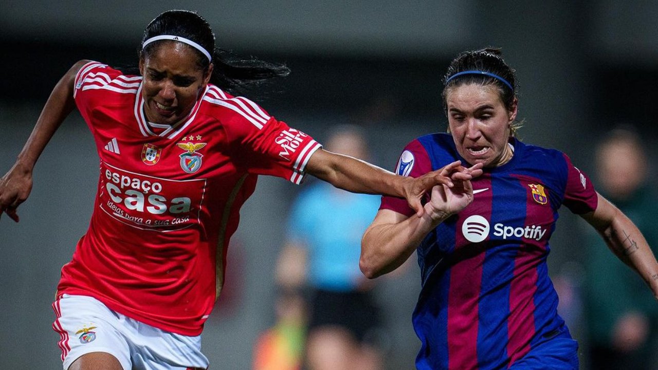 Benfica e Barcelona em campo (foto: Reprodução Instagram do Barcelona Feminino)