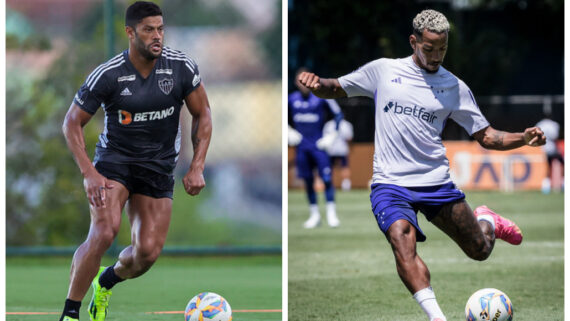 Hulk, do Atlético, e Matheus Pereira, do Cruzeiro (foto: Montagem: Pedro Souza/Atlético e Gustavo Aleixo/Cruzeiro)