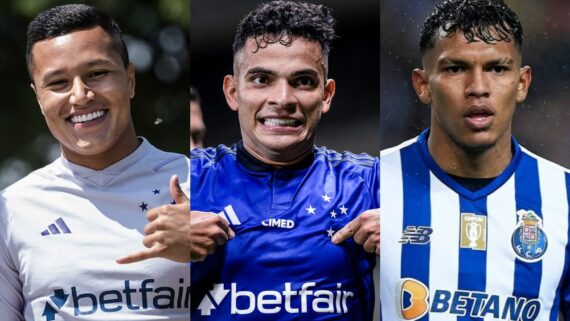 Marlon, Bruno Rodrigues e Gabriel Veron (foto: Montagem de fotos de Gustavo Aleixo/Cruzeiro, Staff Images/Cruzeiro e AFP)