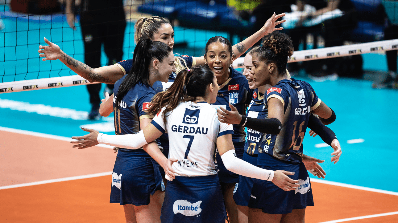 Jogadoras de vôlei do Minas na Copa Brasil (foto: Hedgard Moraes/MTC)