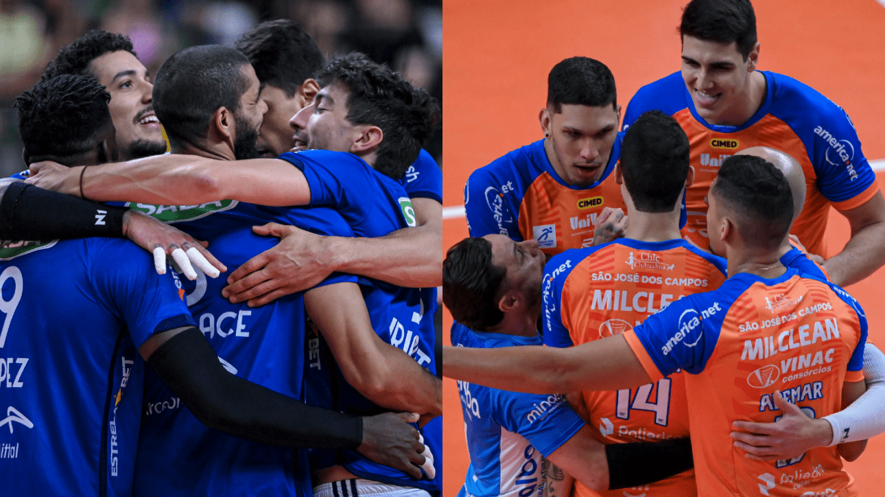 Jogadores de vôlei de Cruzeiro e São José (foto: Agência i7/Sada Cruzeiro)