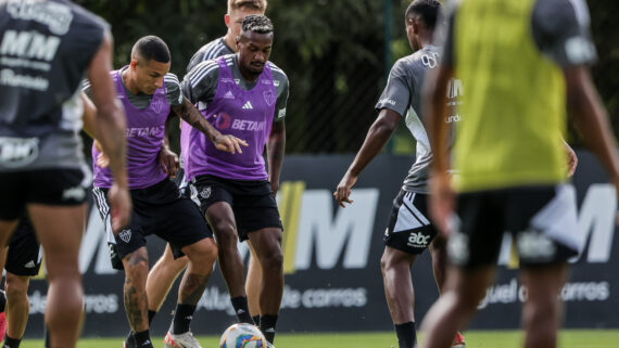 Jogadores do Atlético na Cidade do Galo (foto: Pedro Souza/Atlético)