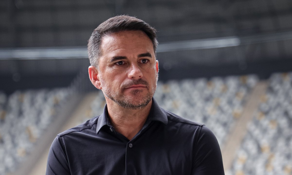 Rodrigo Caetano, do Atlético, na Arena MRV (foto: Pedro Souza/Atlético)