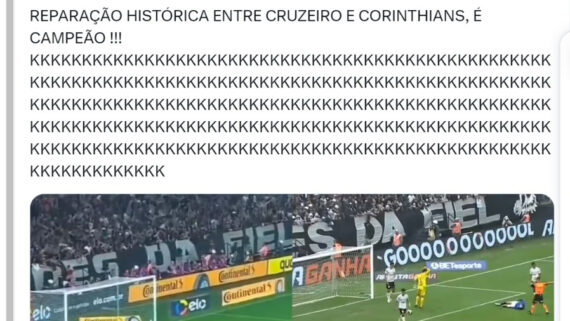 Torcida do Corinthians comemora 'vingança' conta o Cruzeiro (foto: Reprodução)
