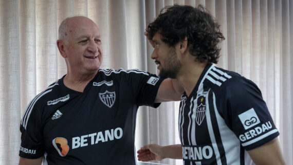 Felipão e Scarpa no primeiro encontro na Cidade do Galo (foto: Pedro Souza/Atlético)