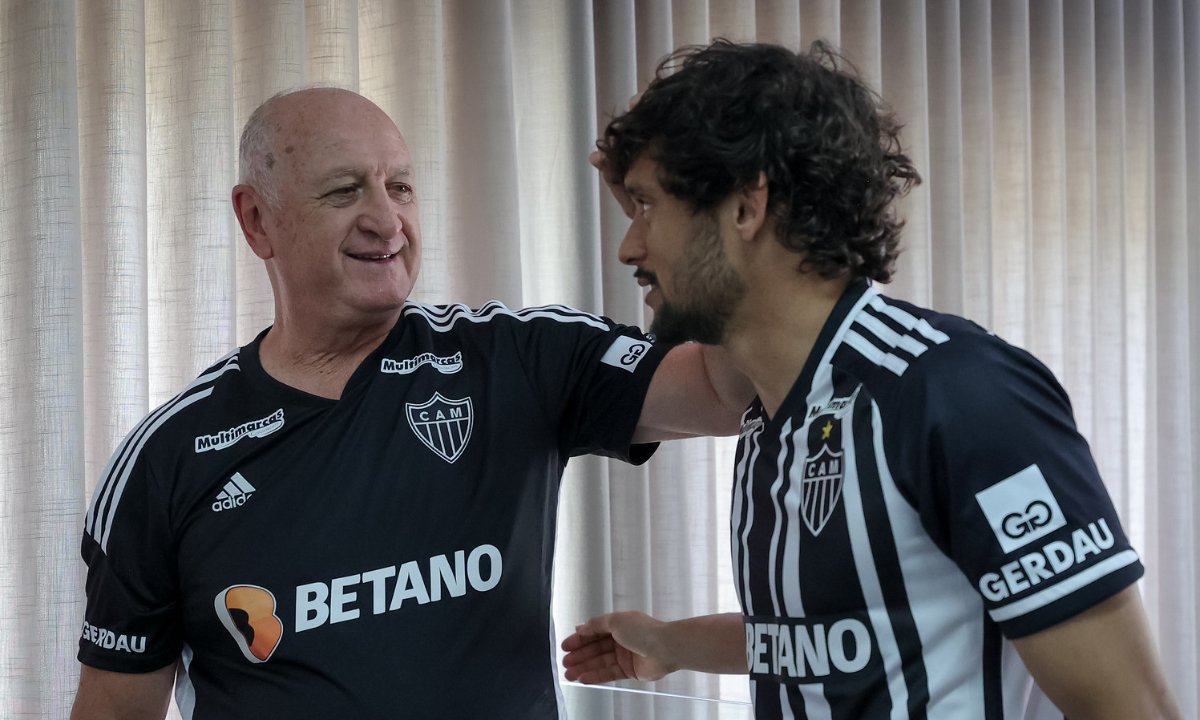 Felipão e Scarpa no primeiro encontro na Cidade do Galo (foto: Pedro Souza/Atlético)
