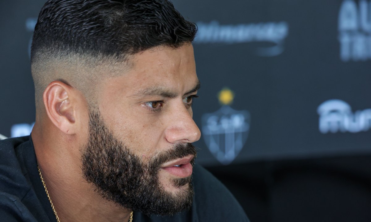 Hulk em entrevista coletiva na Cidade do Galo (foto: Pedro Souza/Atlético)