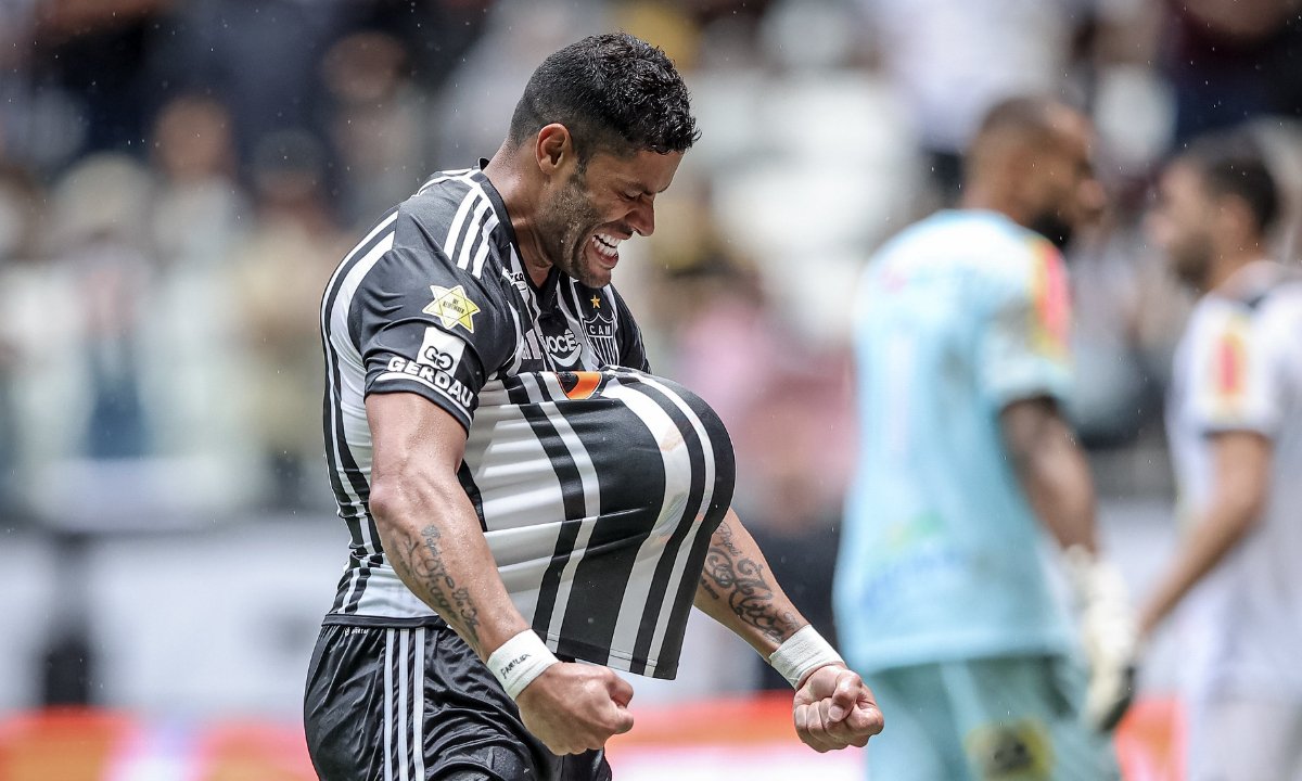 Hulk comemora primeiro gol pelo Atlético em 2024 (foto: Pedro Souza/Atlético)