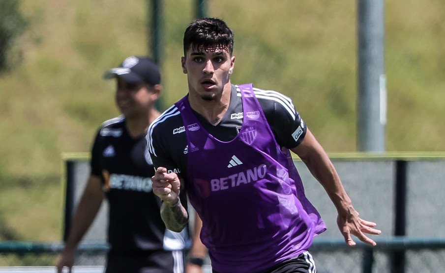 Isaac durante treino do Atlético na Cidade do Galo (foto: Pedro Souza/Atlético)