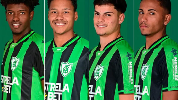 Yago Santos, Jhow, Paulinho e Samuel Alves América sub-20 (foto: Divulgação/América)