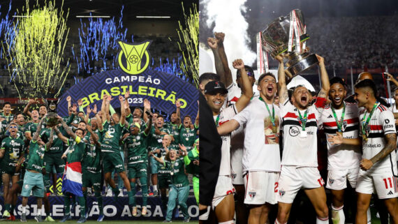 Palmeiras e São Paulo (foto: César Greco/Palmeiras---Rubens Chiri/São Paulo)