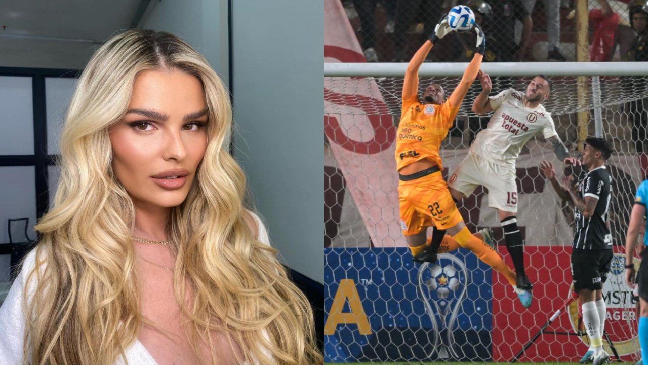 Yasmin Brunet estava vivendo affair com Carlos Miguel, goleiro do Corinthians, antes de entrar no BBB (foto: Reprodução/Redes Sociais e Ernesto Benavides/AFP)