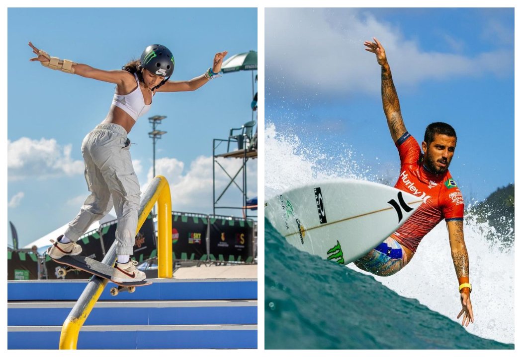 Rayssa Leal e Filipe Toledo em ação (foto: Instagram/reprodução)