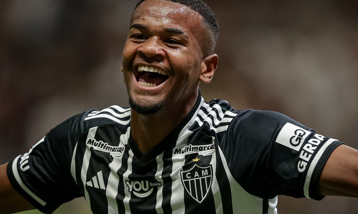 Alisson comemora primeiro gol pelo Atlético (foto: Pedro Souza/Atlético)