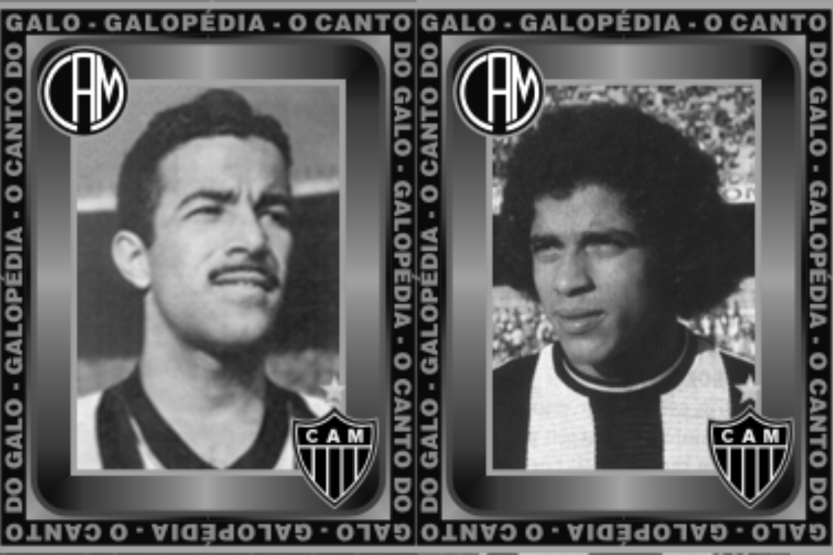 Alvinho e Campos marcaram, cada um, exatos 100 gols com a camisa do Atlético - (foto: Reprodução/O Canto do Galo/Galopédia)