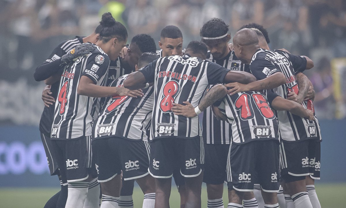 Jogadores do Atlético reunidos antes de jogo na Arena MRV (foto: Pedro Souza/Atlético)