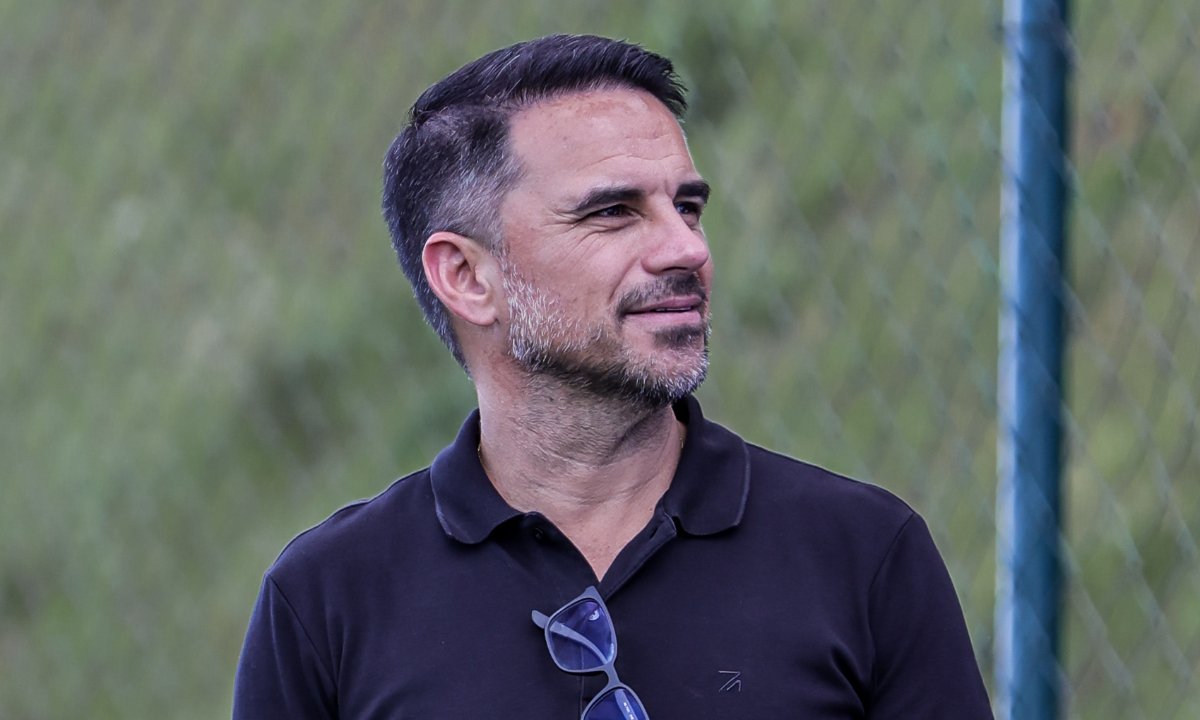 Rodrigo Caetano em treino do Atlético na Cidade do Galo (foto: Pedro Souza/Atlético)