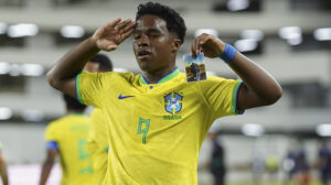Endrick comemora gol da Seleção Brasileira no Pré-Olímpico - Crédito: 