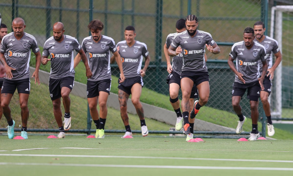 Jogadores do Atlético em treino na Cidade do Galo (foto: Pedro Souza/Atlético)