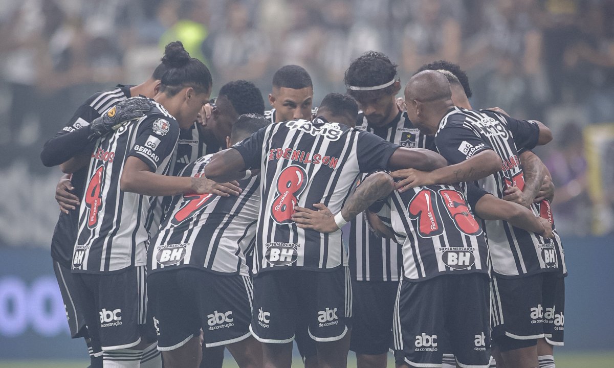 Jogadores do Atlético se reúnem antes de jogo na Arena MRV (foto: Pedro Souza/Atlético)