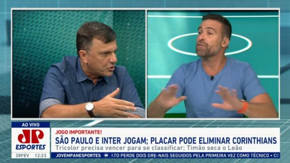 Mauro Cezar e Pilhado discutiram durante o programa Jovem Pan News (foto: Reprodução/Jovem Pan)