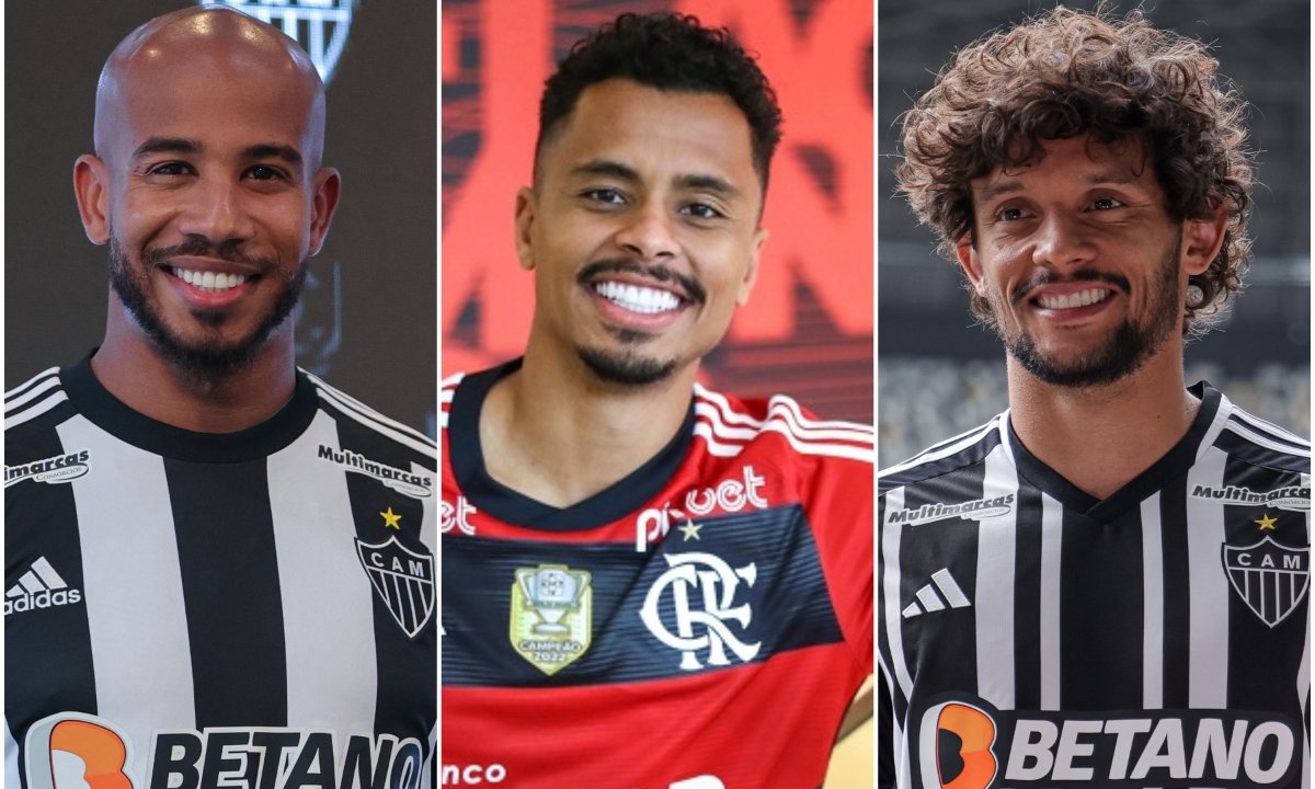 Patrick e Scarpa no Atlético, e Allan no Flamengo (foto: Pedro Souza/Atlético e divulgação/Flamengo)