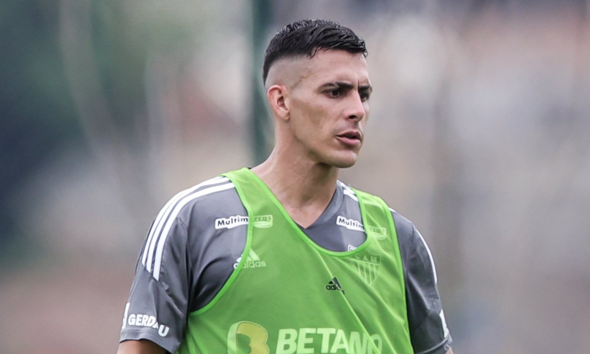 Pavón em treino pelo Atlético na Cidade do Galo (foto: Pedro Souza/Atlético)