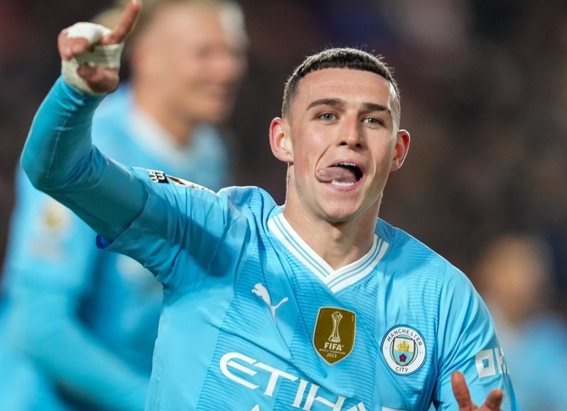 Phill Foden, do Manchester City, comemora gol (foto: Divulgação/City)