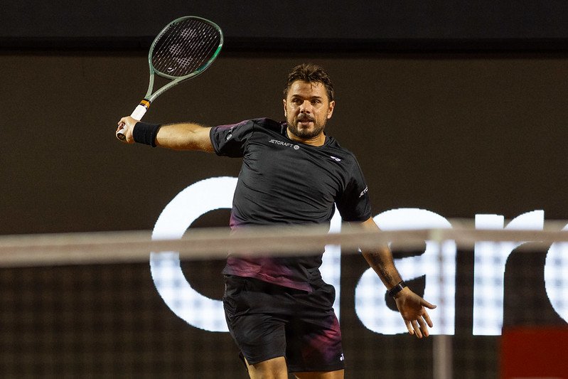 Wawrinka durante jogo do Rio Open 2024 (foto: Fotojump)