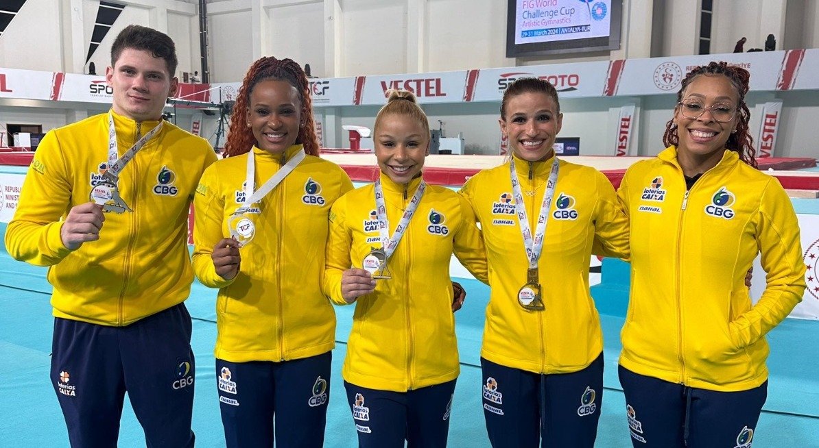 Equipe do Brasil na Copa do Mundo de Ginástica, na Turquia (foto: CBG/Divulgação)
