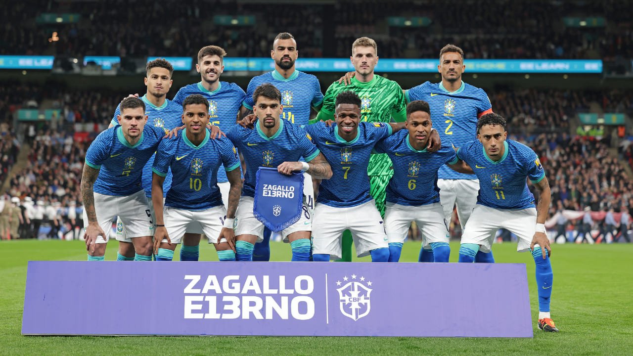 Jogadores do Brasil antes do jogo com a Inglaterra (foto: Rafael Ribeiro/ CBF)