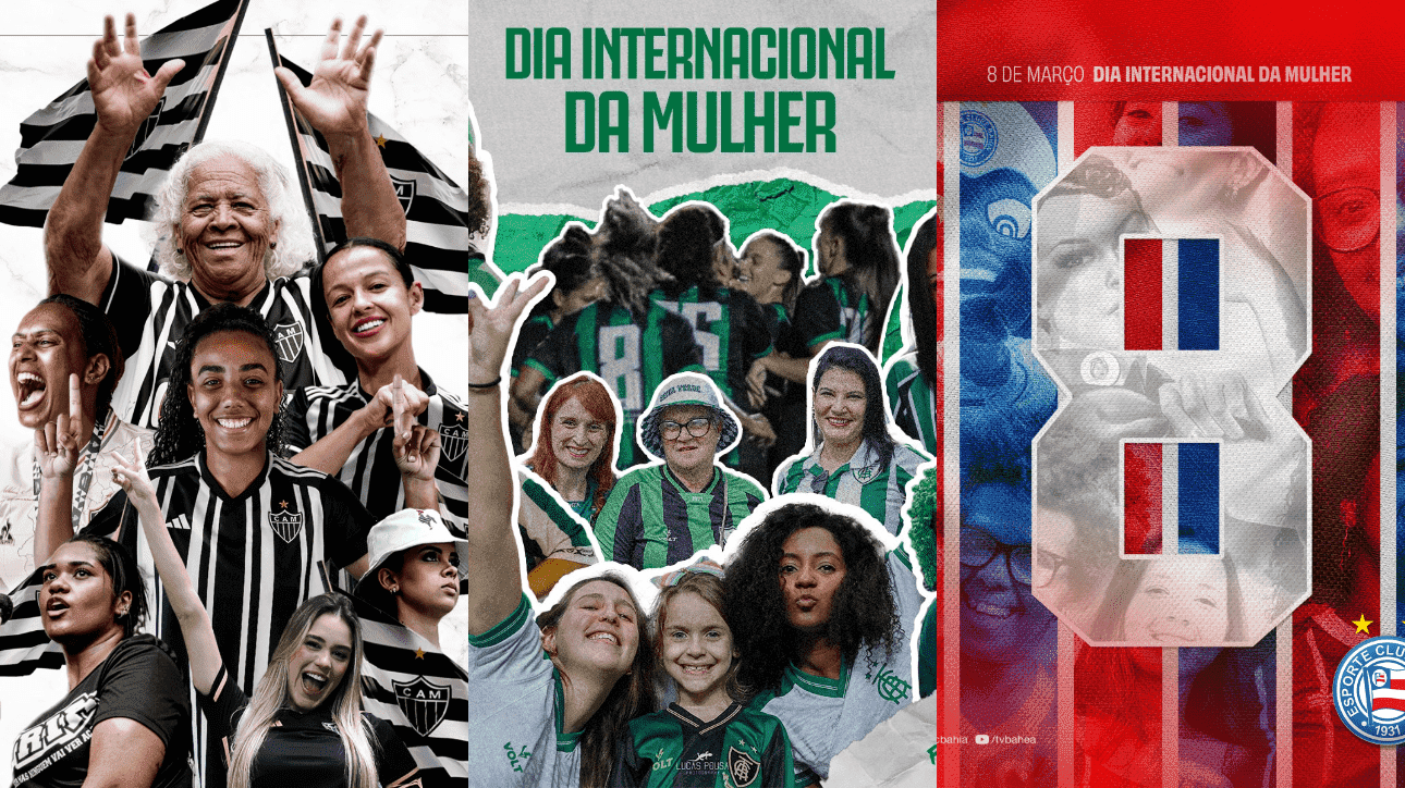 Homenagens às mulheres de Atlético, América e Bahia (foto: Reprodução redes sociais)