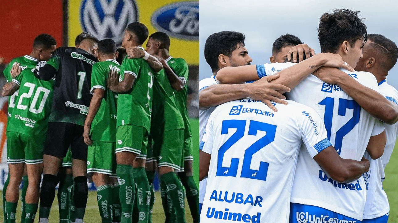 Jogadores de Juventude e Paysandu (foto: Fernando Alves/ECJuventude; Jorge Luís Totti/Paysandu)
