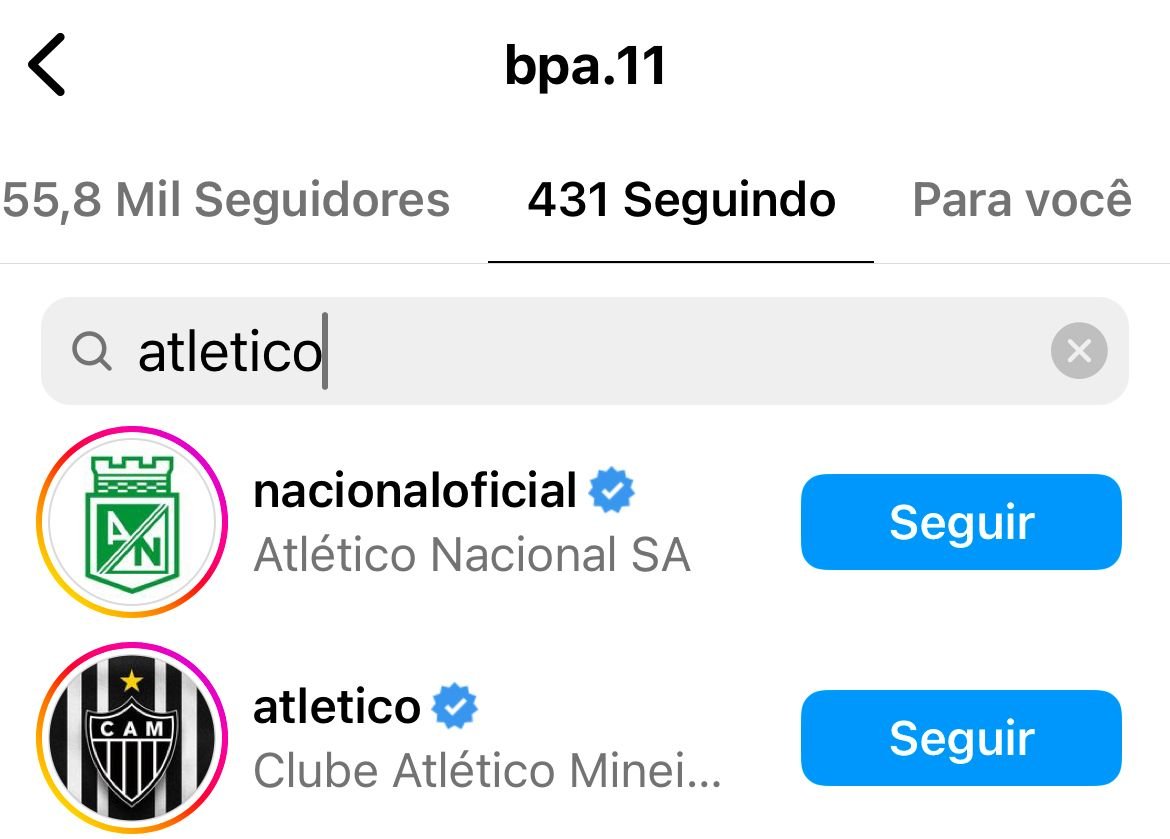 Brahian Palacios, que tem acerto encaminhado com o Atlético, passou a seguir o clube no Instagram (foto: Reprodução/Instagram)