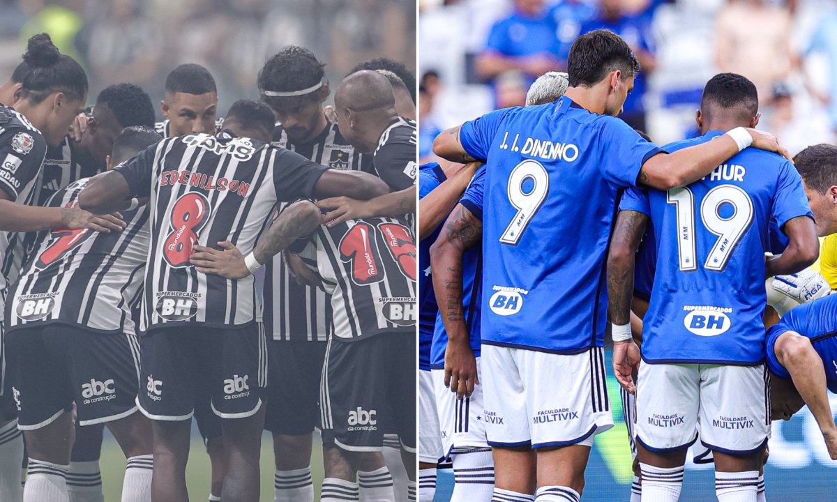 Jogadores de Atlético e Cruzeiro (foto: Pedro Souza / Atlético e Staff Images / Cruzeiro)