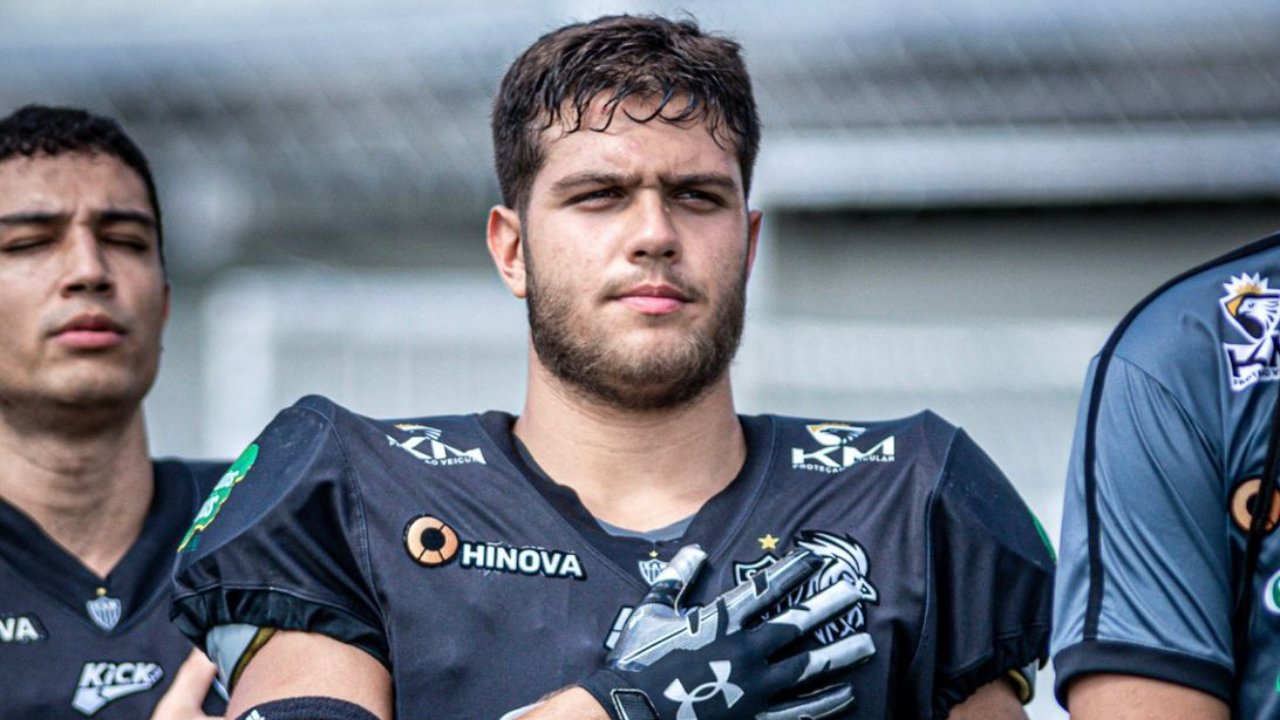 Caio Seleme, linebacker do Galo Futebol Americano, faz vaquinha para conseguir disputar Mundial Sub-20 (foto: Divulgação)