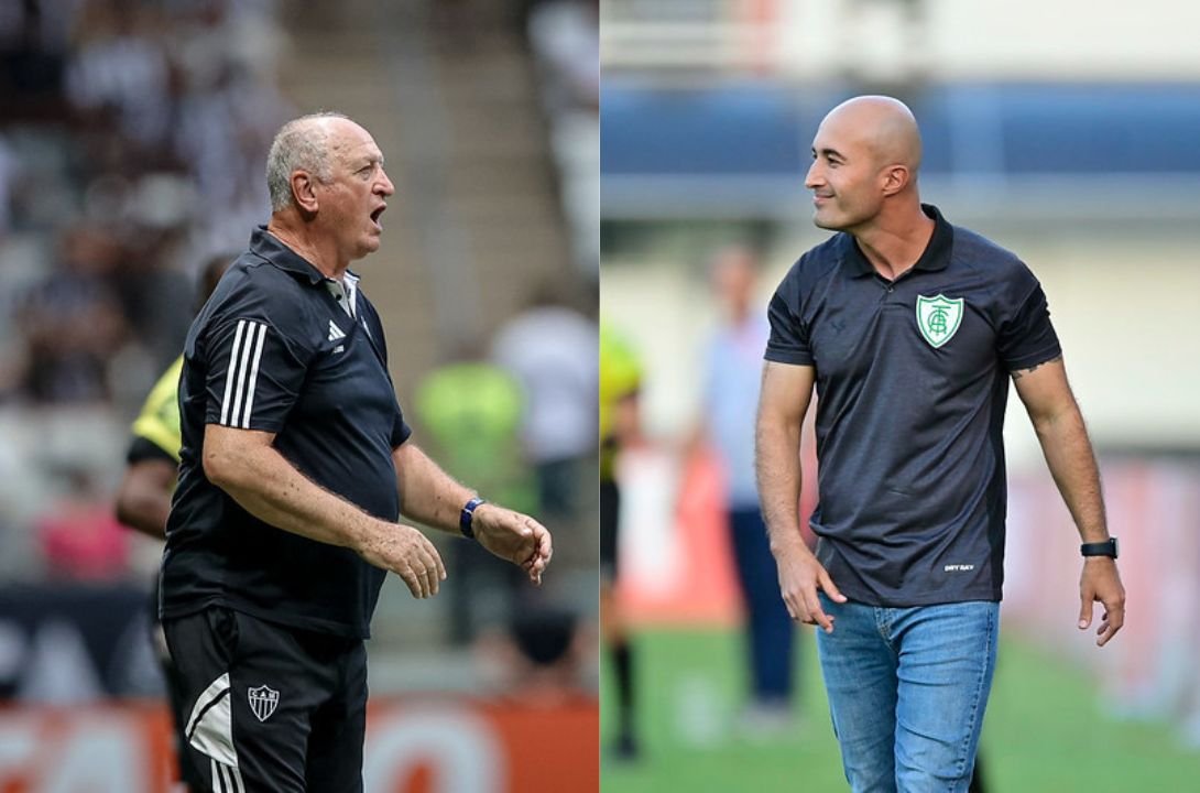 Felipão e Cauan de Almeida (foto: Pedro Souza / Atlético Mourão Panda / América)