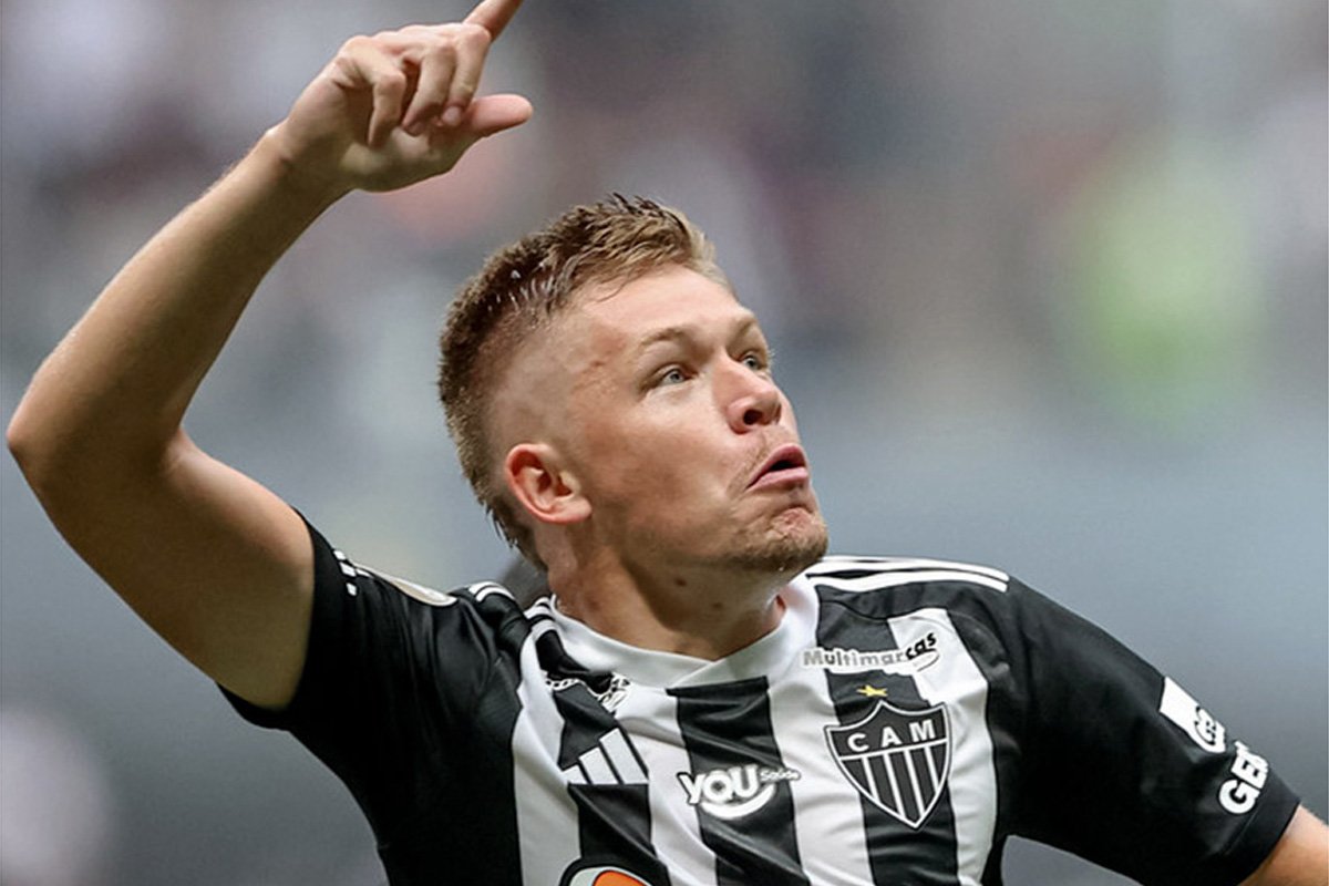 Bruno Fuchs fez belo gol pelo Atlético contra o Cruzeiro - (foto: Pedro Souza/Atlético)