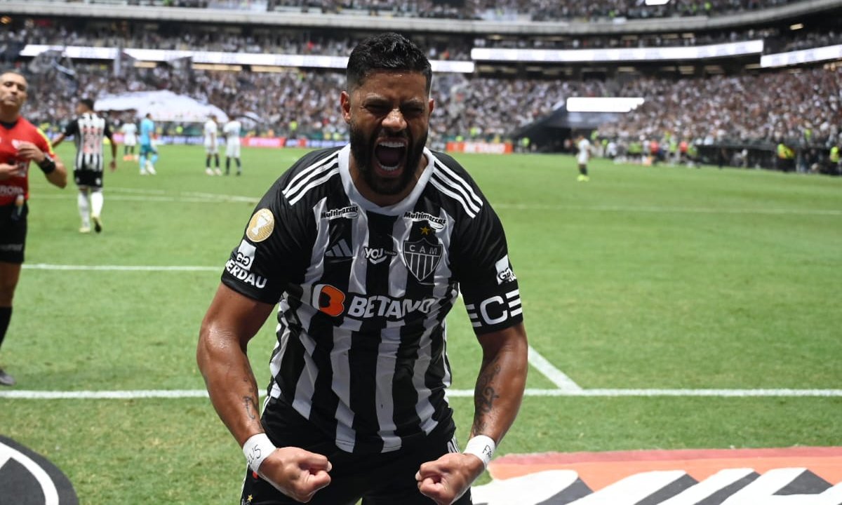 Hulk comemora gol pelo Atlético contra o Cruzeiro na Arena MRV (foto: Pedro Souza/Atlético)