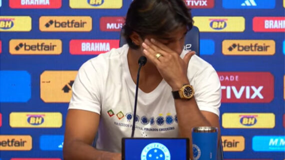 Marcelo Moreno se emocionou ao falar do pai (foto: Marco Ferraz/Cruzeiro)